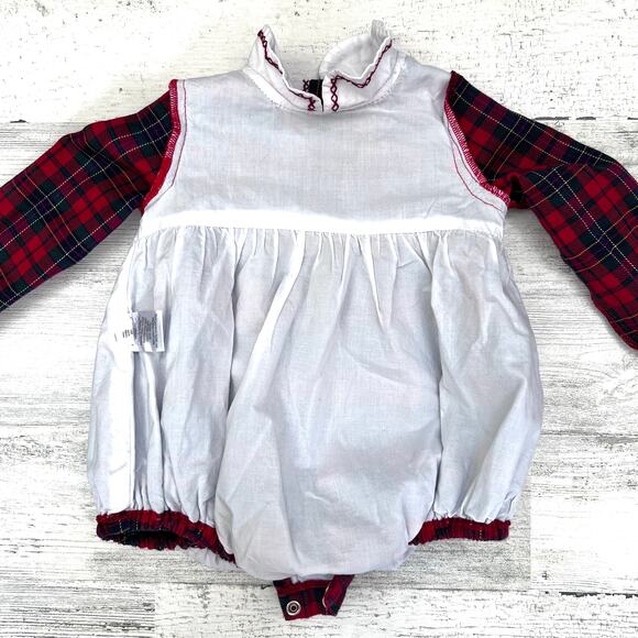 Edgehill Collection x Darby Fallon Plaid Bubble Romper Baby 9M Holiday Christmas - Picture 7 of 9